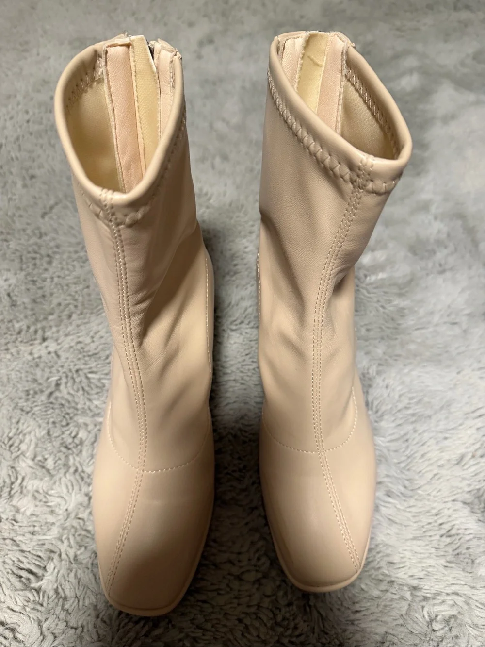 Womens Stretch Mid-Calf Boots in Nude Size 38